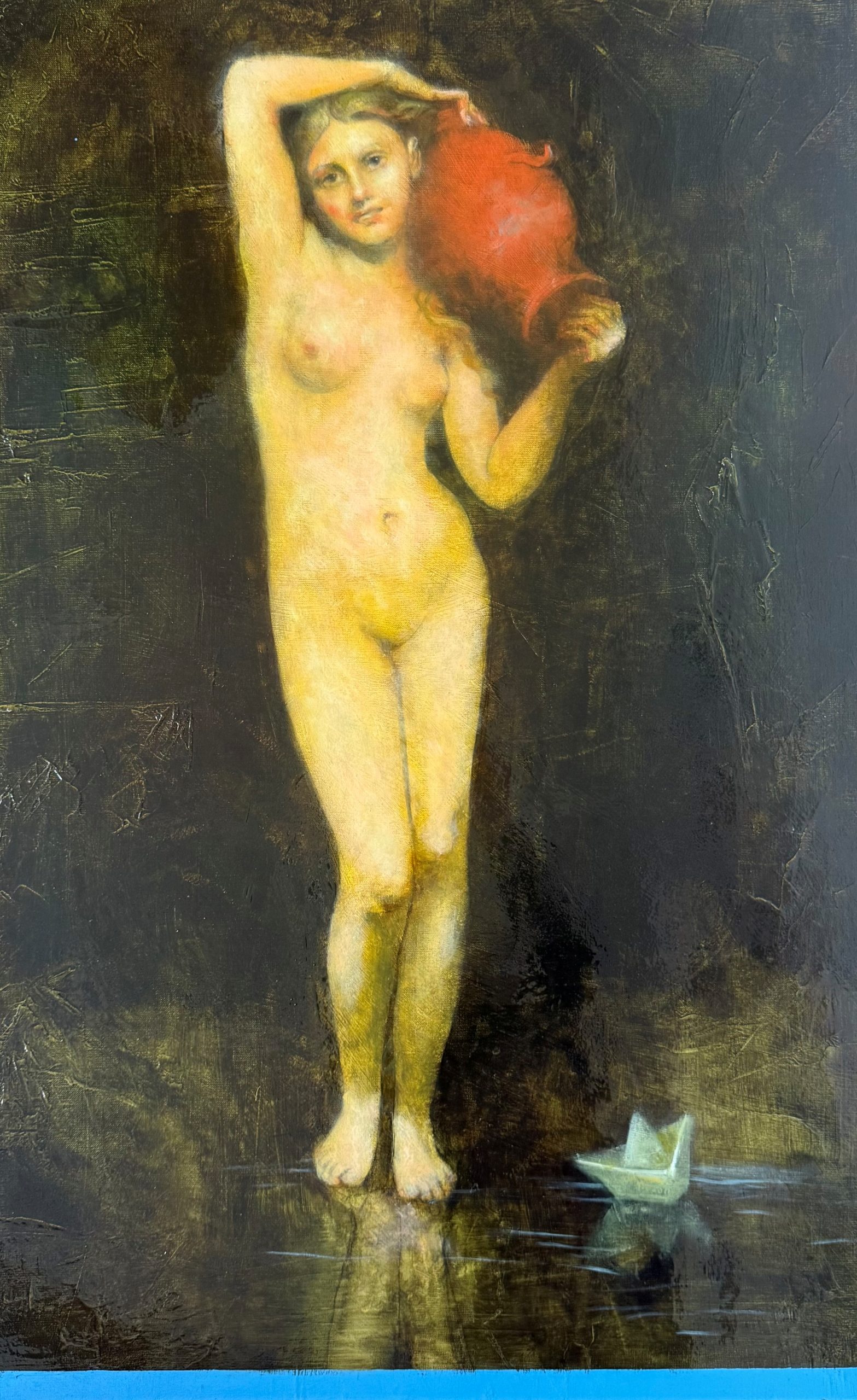 Kristine Narvida - Contaminated water, 2026, Oil on Canvas, 116x73cm
